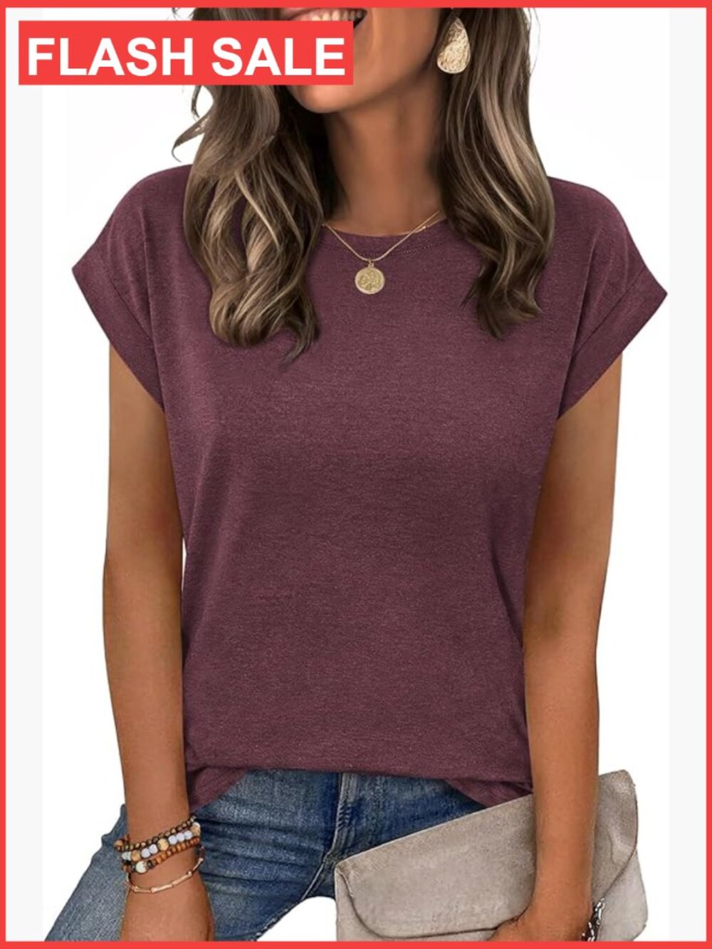 Relaxed Fit Polyester Blend Cap Sleeve T-Shirt for Business Casual Wear